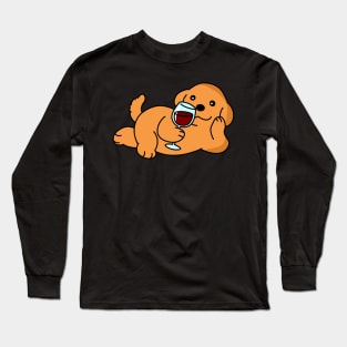 Relaxed dog drinking wine! Long Sleeve T-Shirt